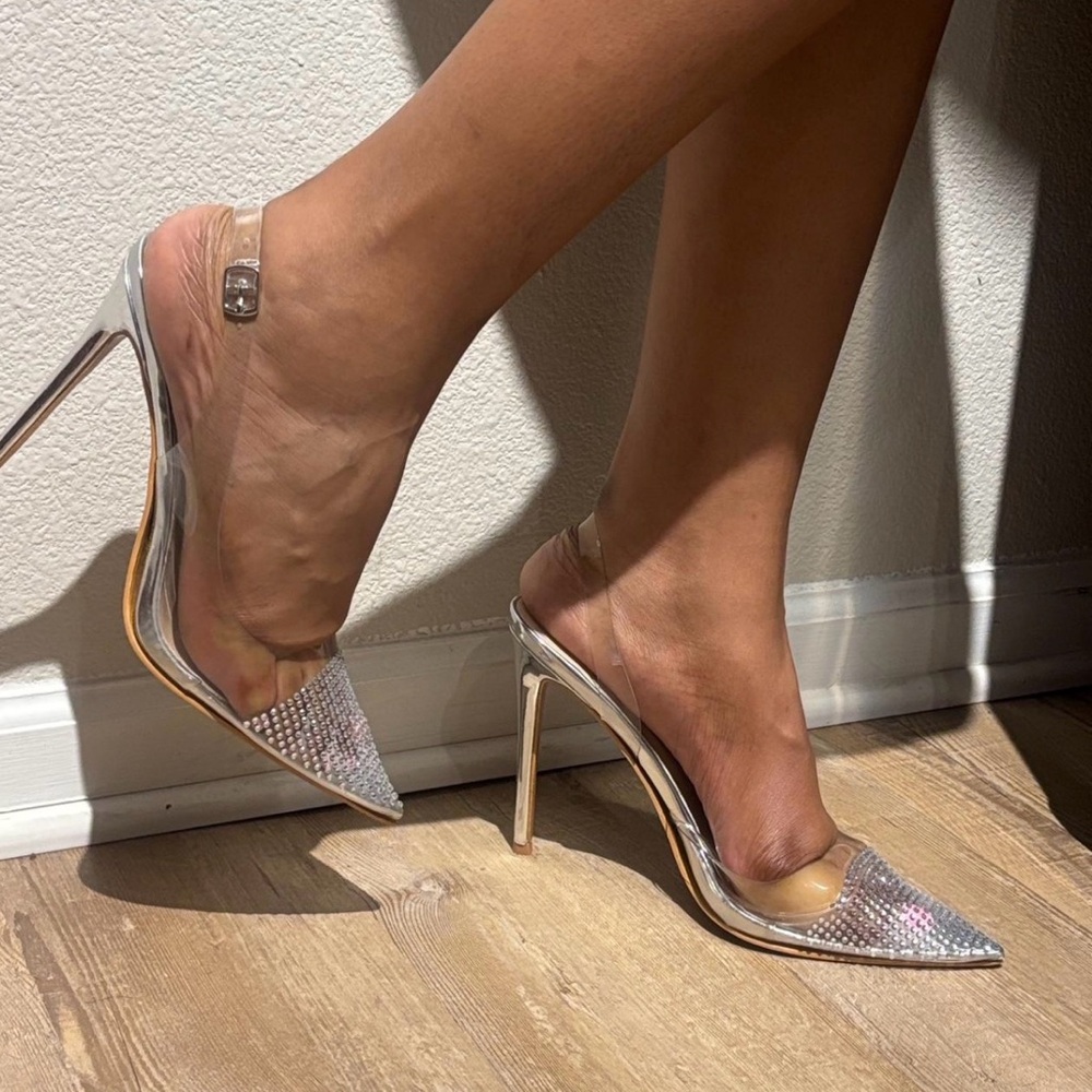 Silver Slingback Heels